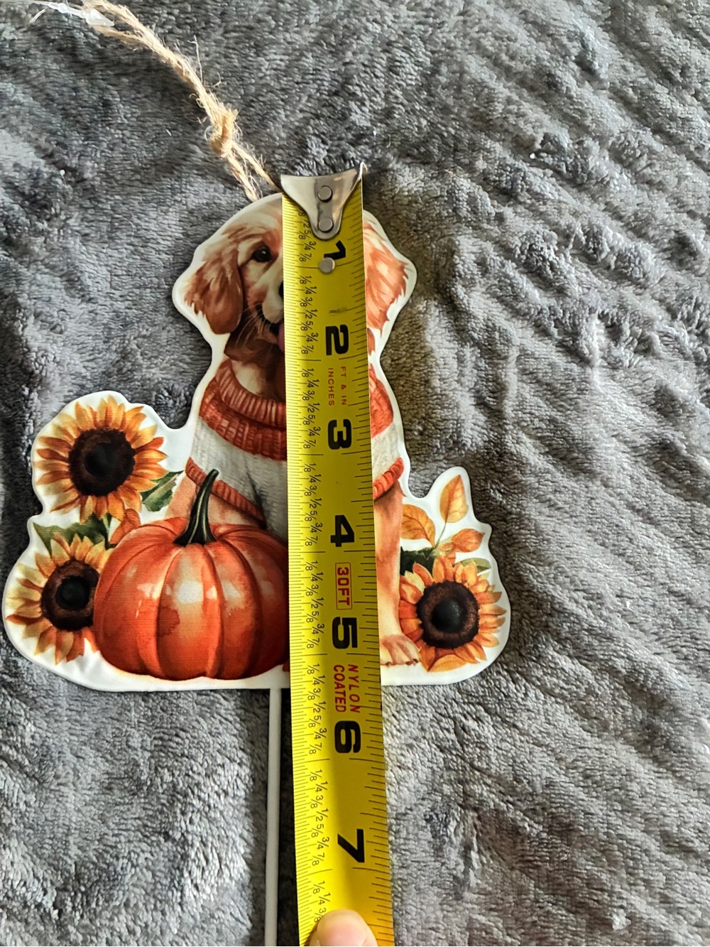Fall Golden Retriever Dog Garden Yard Potted Plant Stake Sunflowers Pumpkins NEW - Picture 5 of 6